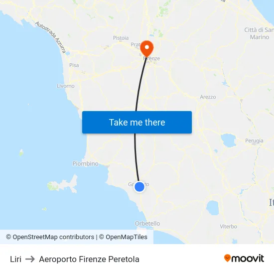 Liri to Aeroporto Firenze Peretola map