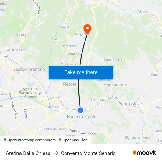 Aretina Dalla Chiesa to Convento Monte Senario map
