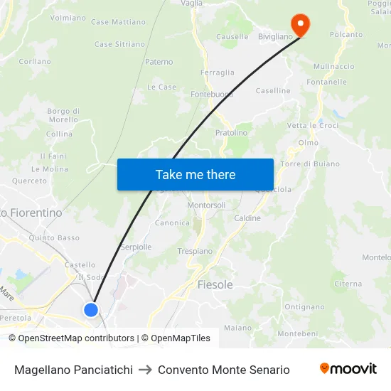 Magellano Panciatichi to Monte Senario Convent map