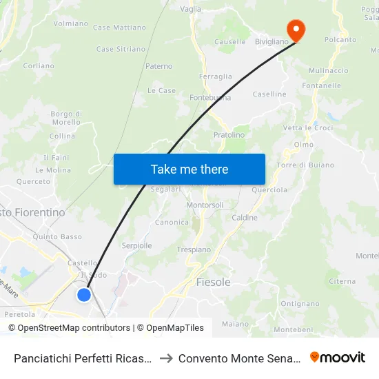 Panciatichi Perfetti Ricasoli to Monte Senario Convent map
