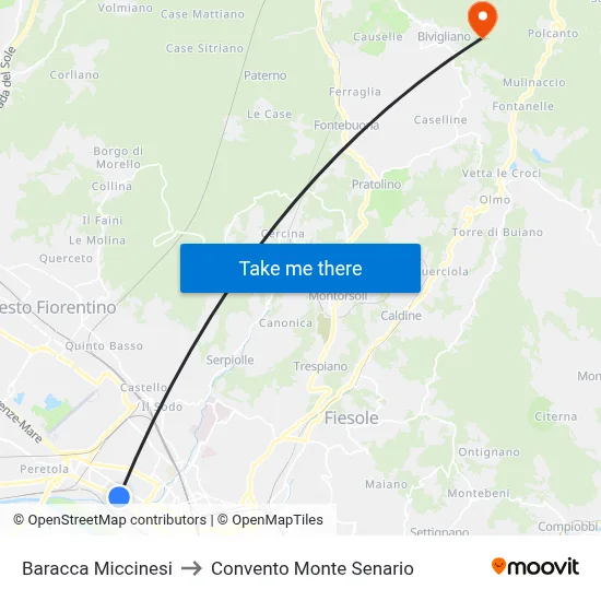 Baracca Miccinesi to Monte Senario Convent map