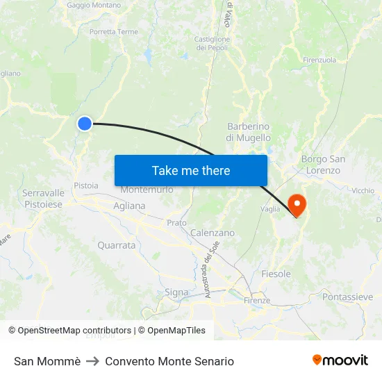 San Mommè to Monte Senario Convent map