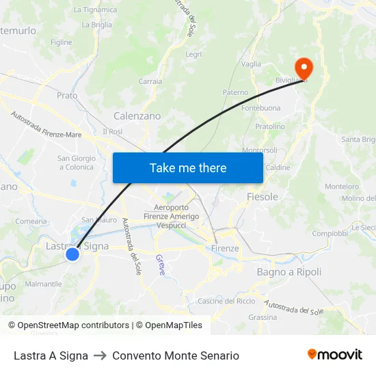 Lastra A Signa to Monte Senario Convent map