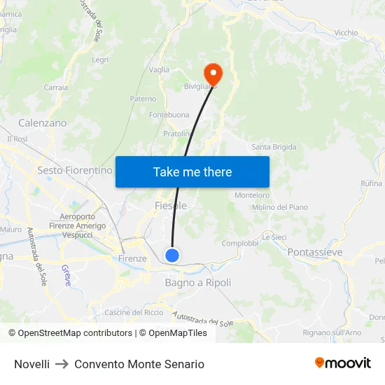 Novelli to Convento Monte Senario map