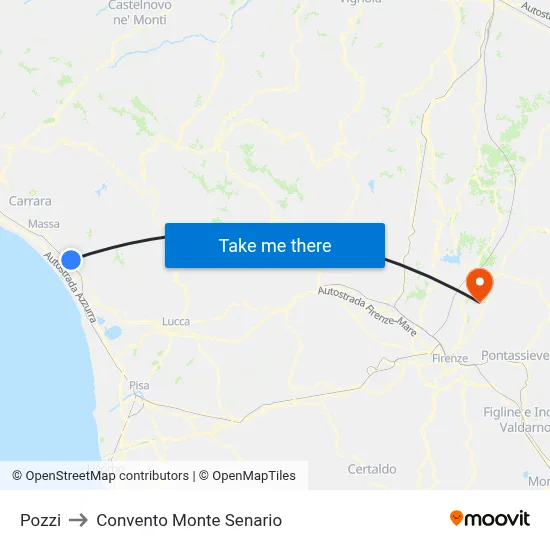 Pozzi to Monte Senario Convent map