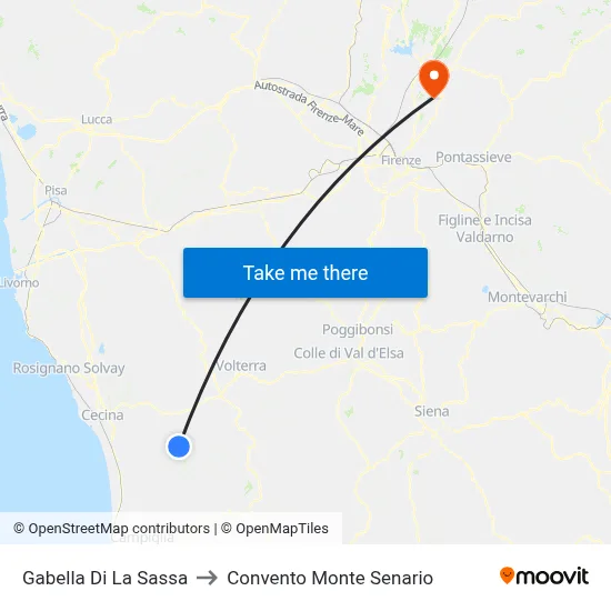 Gabella Di La Sassa to Monte Senario Convent map