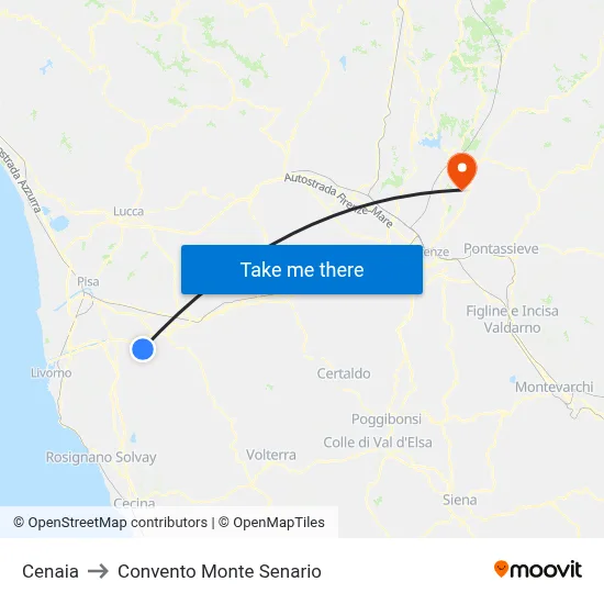 Cenaia to Monte Senario Convent map