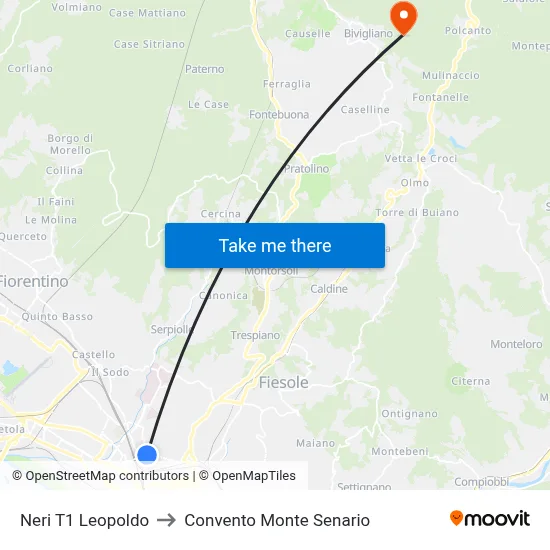 Neri T1 Leopoldo to Monte Senario Convent map
