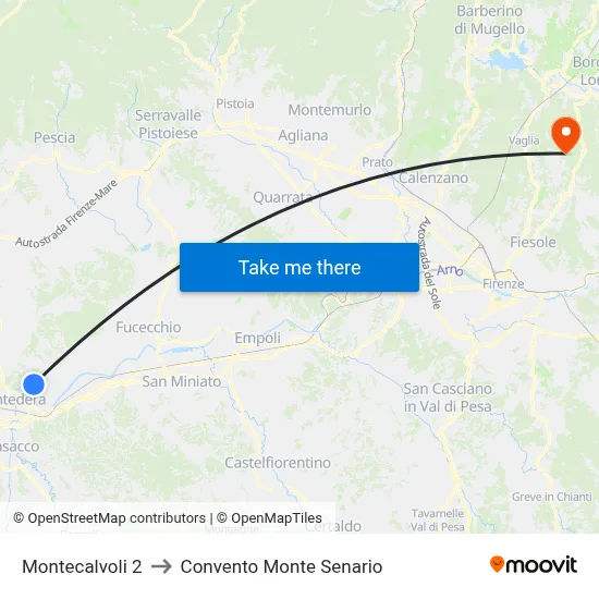 Montecalvoli 2 to Monte Senario Convent map