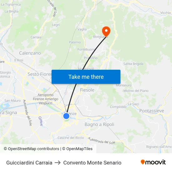 Guicciardini Carraia to Monte Senario Convent map