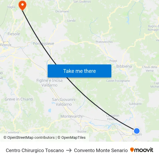 Tuscan Surgical Center to Monte Senario Convent map