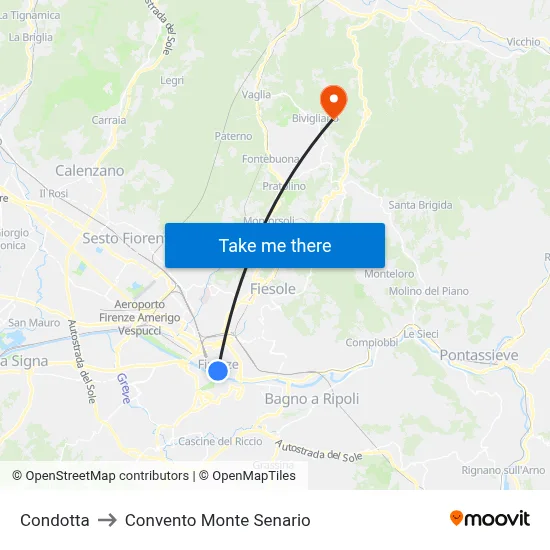 Condotta to Monte Senario Convent map
