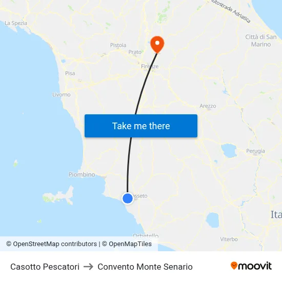 Fishermen's Hut to Monte Senario Convent map