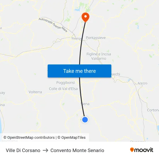 Ville Di Corsano to Monte Senario Convent map