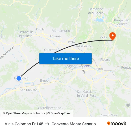 Colombo Avenue 148 to Monte Senario Convent map