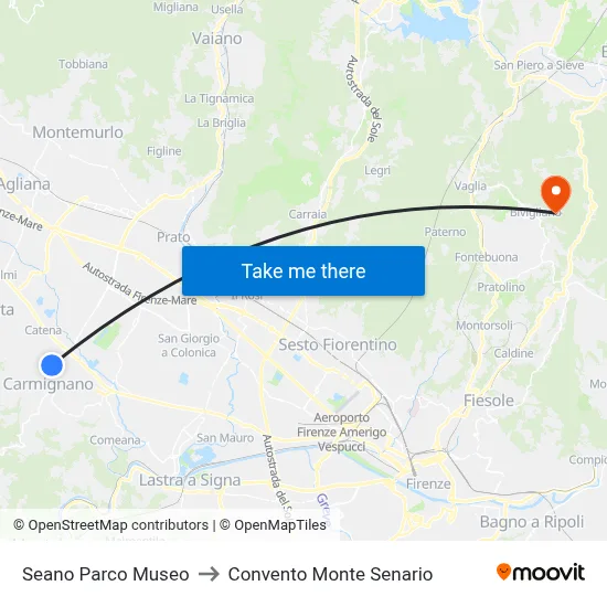 Seano Museum Park to Monte Senario Convent map
