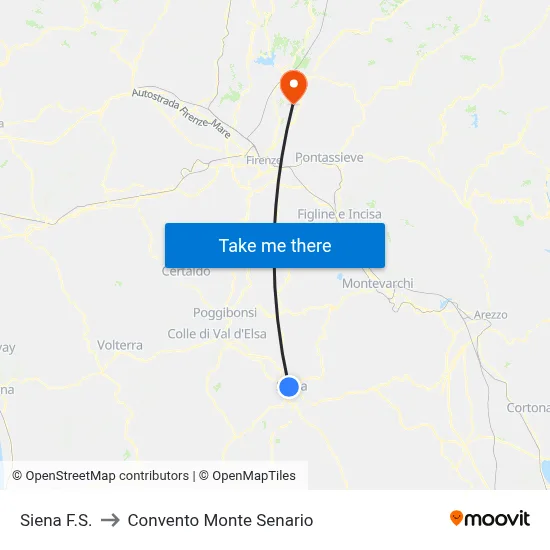 Siena F.S. to Convento Monte Senario map