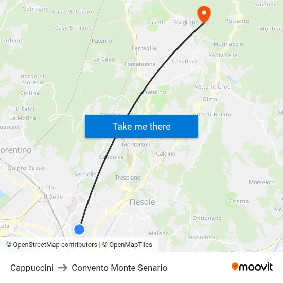 Cappuccini to Monte Senario Convent map