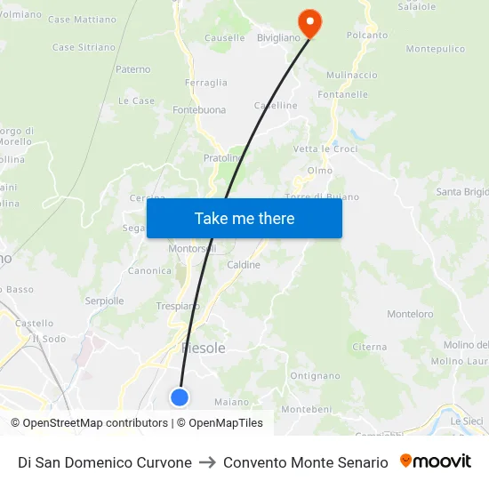 San Domenico Curve to Monte Senario Convent map