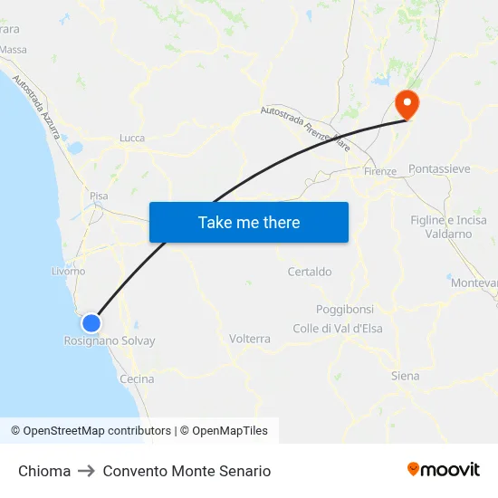 Chioma to Monte Senario Convent map