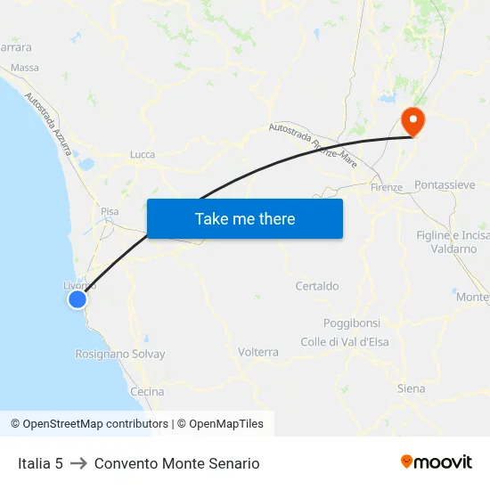 Italia 5 to Monte Senario Convent map