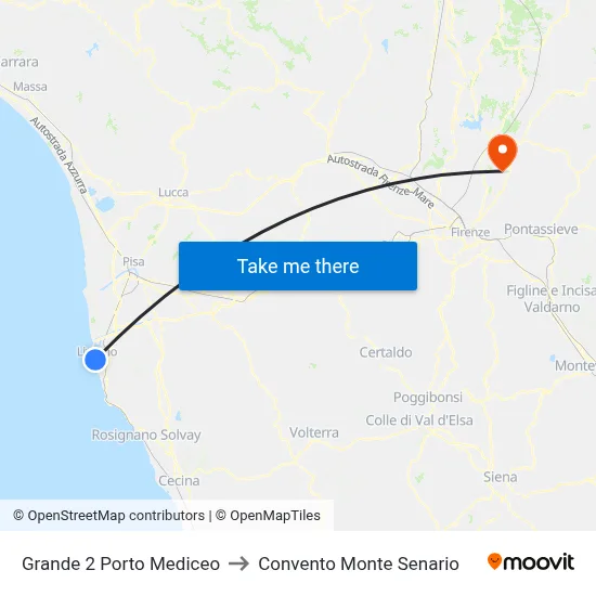 Grande 2 Porto Mediceo to Monte Senario Convent map