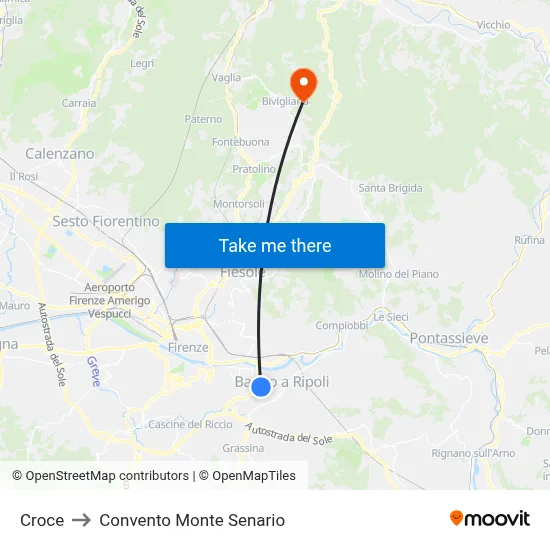 Croce to Monte Senario Convent map