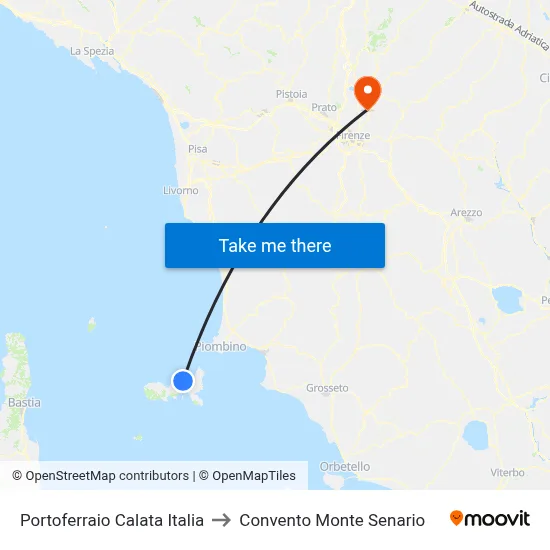 Portoferraio Italia Dock to Monte Senario Convent map