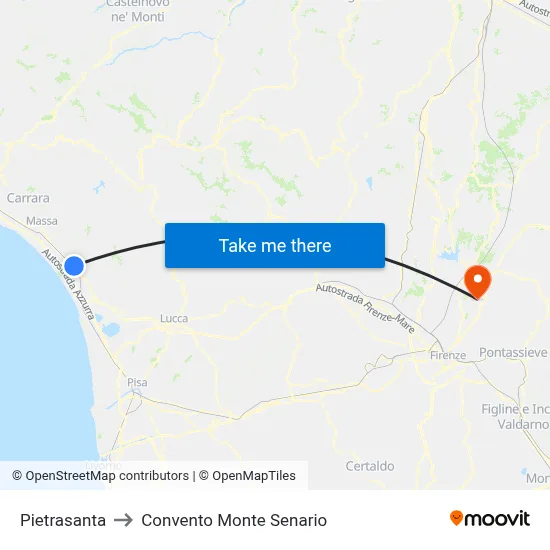 Pietrasanta to Monte Senario Convent map