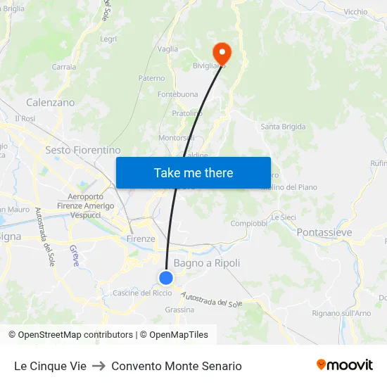 The Five Ways to Monte Senario Convent map