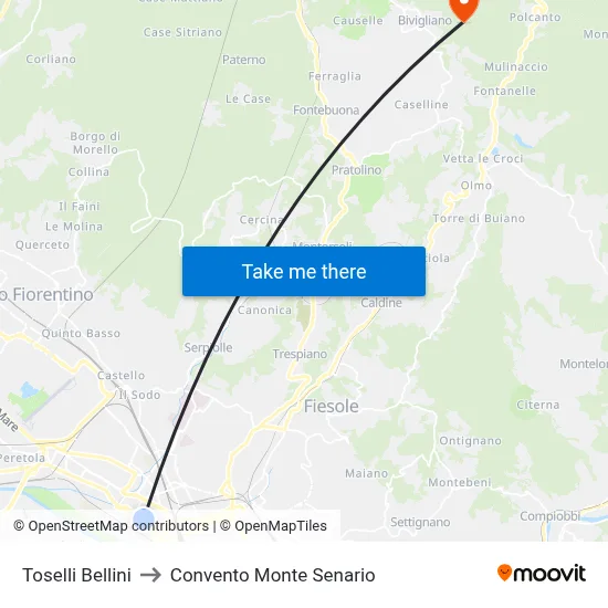 Toselli Bellini to Monte Senario Convent map