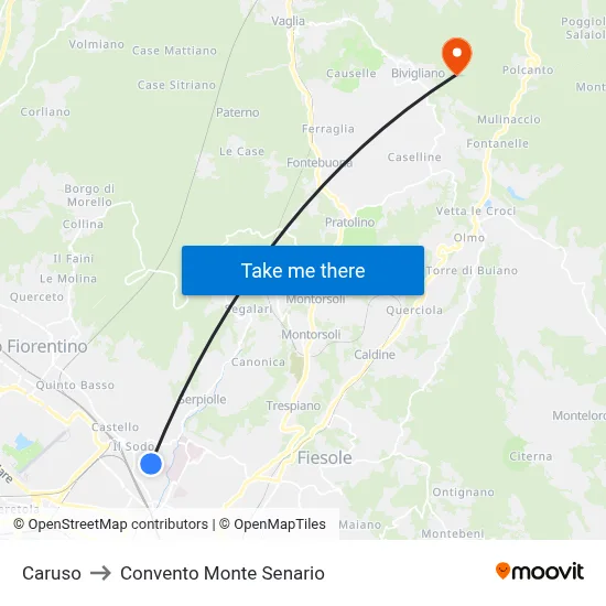 Caruso to Monte Senario Convent map