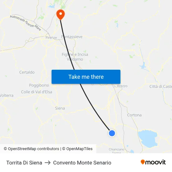 Torrita di Siena to Monte Senario Convent map