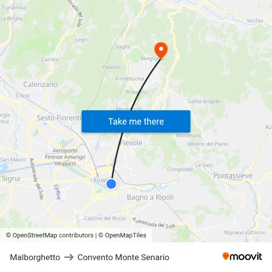 Malborghetto to Monte Senario Convent map