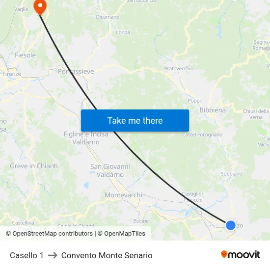 Gate 1 to Monte Senario Convent map