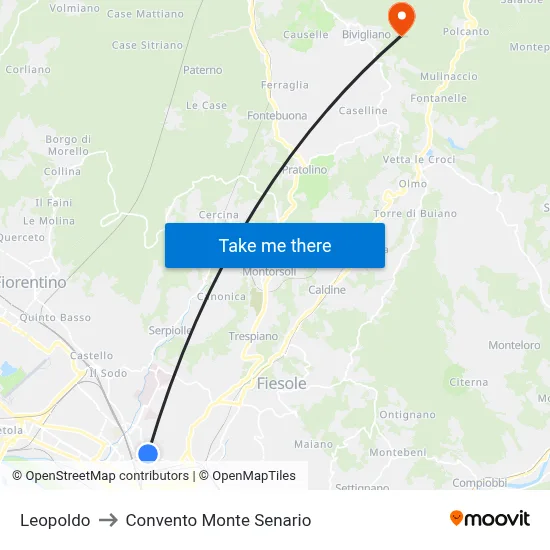 Leopoldo to Monte Senario Convent map