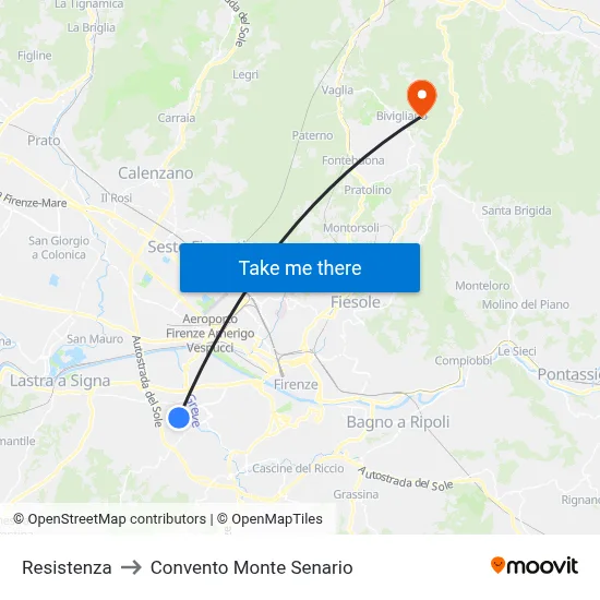 Resistance to Monte Senario Convent map