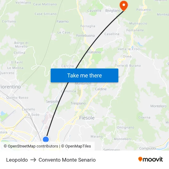 Leopoldo to Convento Monte Senario map