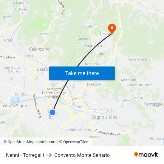 Nenni - Torregalli to Monte Senario Convent map