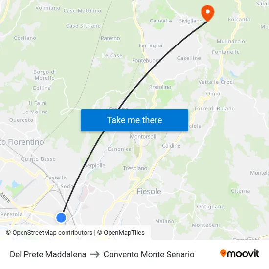 Del Prete Maddalena to Convento Monte Senario map