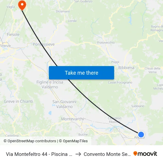 Montefeltro Street 44 - Florida Pool to Monte Senario Convent map