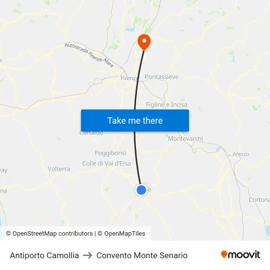 Camollia Gate to Monte Senario Convent map