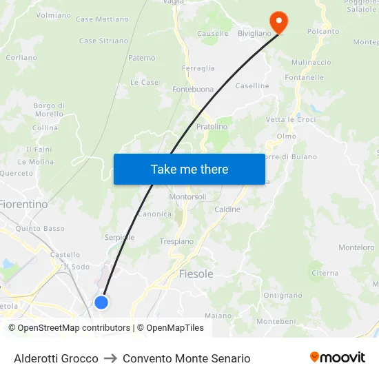 Alderotti Grocco to Convento Monte Senario map