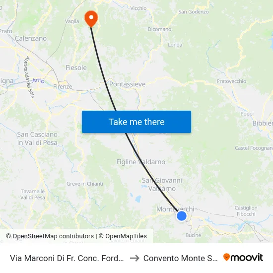 Marconi Street Opposite Ford Di Mella to Monte Senario Convent map