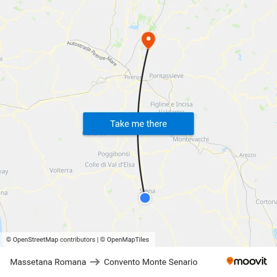 Massetana Romana to Monte Senario Convent map