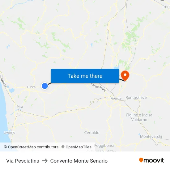 Pesciatina Street to Monte Senario Convent map