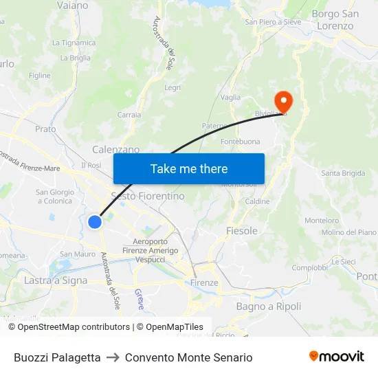 Buozzi Palagetta to Monte Senario Convent map