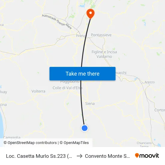 Casetta Murlo State Road 223 (Mx219) to Monte Senario Convent map