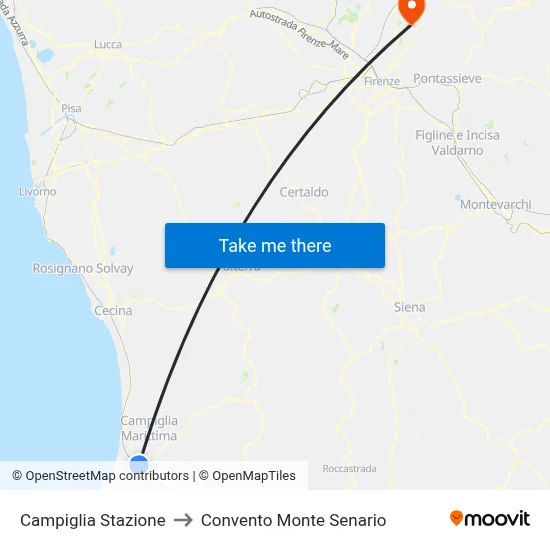 Campiglia Station to Monte Senario Convent map