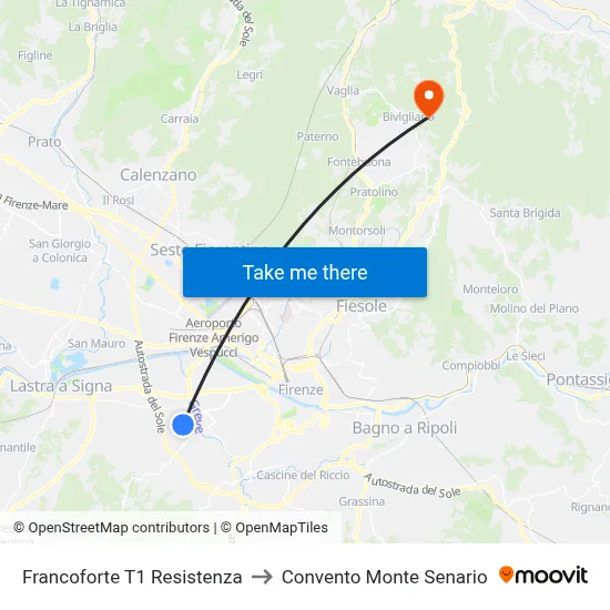Frankfurt T1 Resistance to Monte Senario Convent map